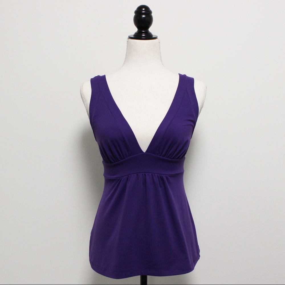 Susana Monaco Purple Deep V Neck Sleeveless Tank Stretch
